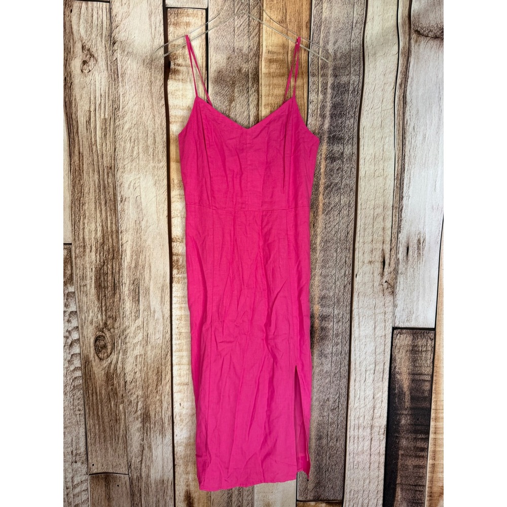 J.Crew Factory Linen-Blend Slip Midi Dress Pink Preppy Classic Summer Size 6 NWT